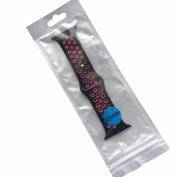 5/$20 NEW Pink Black Sport Band Apple Watch 44/45/49 mm S/M Holes - Picture 6 of 7